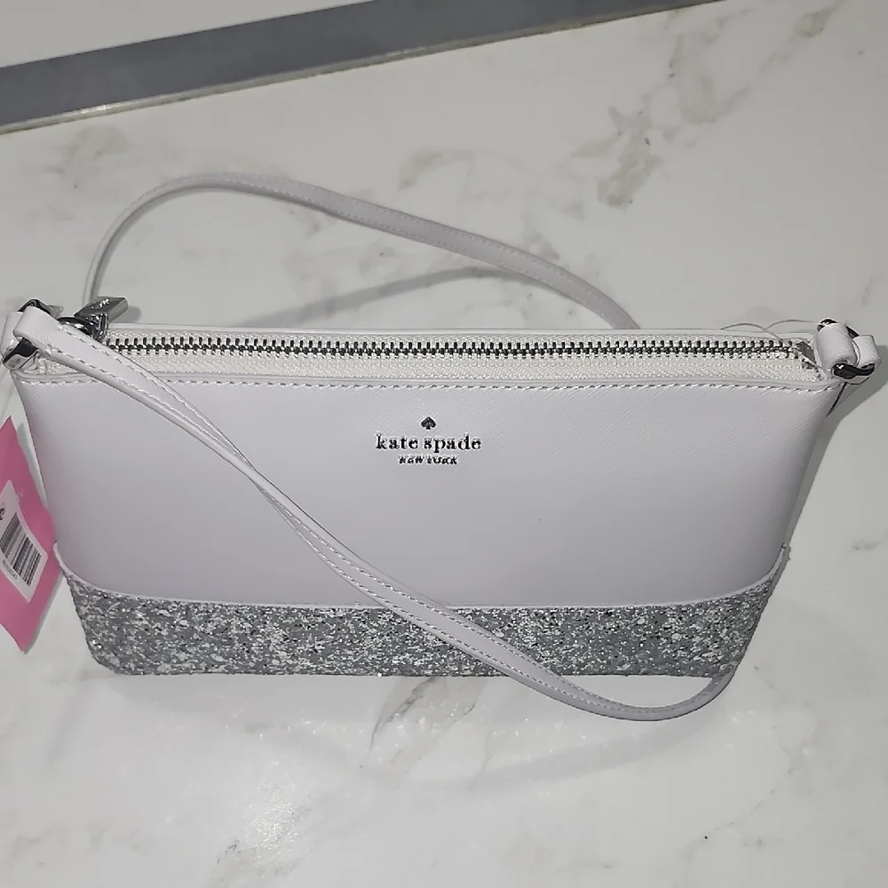 ☆Sale☆ Kate Spade New York Flash Glitter Crossbody Grey/ Silver - Picture 2 of 11